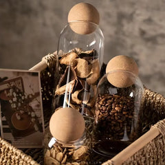 Cork Ball Glass Storage Tank Sealed Transparent Jars Pack of 3