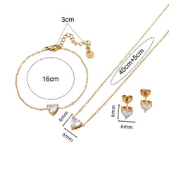 Gold Heart Crystal Jewelry Set
