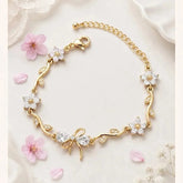 zircon flower and bow vine bracelet - Each