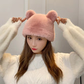 Bear Fur Woolen Cap (Random Colour)