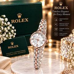 ROLEX Diamond Cut Glass Watch With Box
