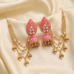 Jhumka earrings with Kundan stones and Sahary