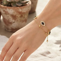 Gold Evil Eye Layered Bracelet