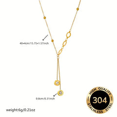 Stainless Steel Necklace with Circular Decorative Pendant