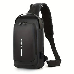 Men Anti Theft, USB Charging, Crossbody Short Travel Sling Bag Pack