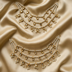 3 Lines Kundan and pearl Latkan Saharay