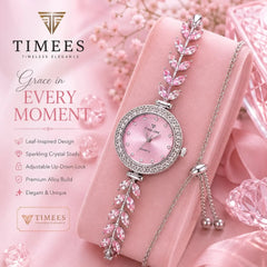 Timeless Elegance Leaf-Inspired Quartz Bracelet Watch