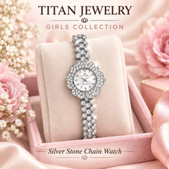 TITAN Ladies Fancy Collection – Full Nugina Case, Dial & Chain Watch