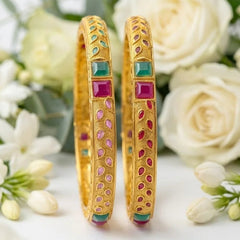 Multi Color Stone Gold Plated Bangles