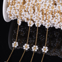 Daisy Flower Dainty Satellite Beaded Chain Permanent Bracelet