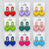 Matte Acrylic Heart Link Drop Earrings