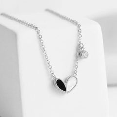 Stainless steel Black white Heart - Each