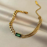 Stainless steel Green Square Charm Bracelet - Each