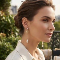 Gold Plated Stainless Steel Pearl Drop Earring - Each