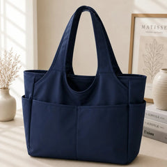 Water Resistant Multi Pocket Nylon Shoulder Tote Bag