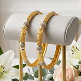 Ornate Gold Textured Studded Bangles