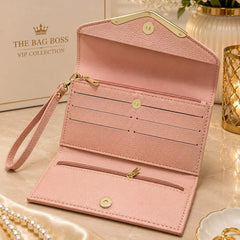 Womens Textured Leather Clutch Bag