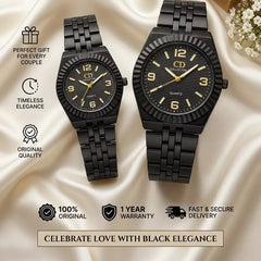 CD COLLECTION Black-and-Gold Quartz Analog Couple Watches
