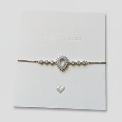 Sterling Silver Pavé Teardrop Halo Bracelet – Adjustable Slider Chain