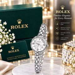 ROLEX Diamond Cut Glass Watch With Box