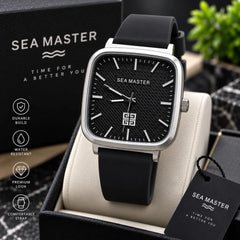 Sea Master Square Dial Silicone Strap Quartz Watch