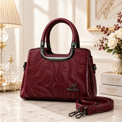 Kangaroo Kingdom Marble Print Top Handle Shoulder Bag with Strap