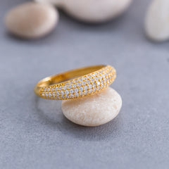 Stainless Steel Pave Dome Ring - Each