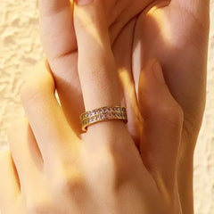 Stainless Steel Colorful Zircon Square Waterproof Fashion Ring