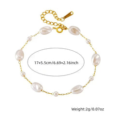 Stainless Steel Elegant Imitation Pearl Bracelet - Each