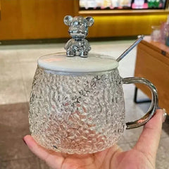Cute Bear Hammered Glass Mug