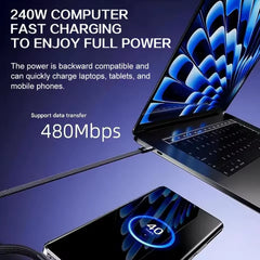 240w Fast Charging Cord With Built-in Phone Stand