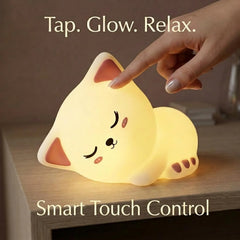 Cute Sleeping Cat Silicone LED Night Light
