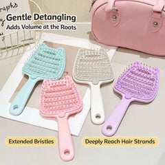 Cute Cat-Eared Hollow Out Detangling Hair Brush with Removable Base -Each
