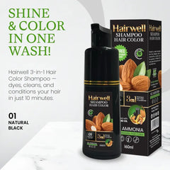 Hairwell Natural Black Shampoo Hair Color – 160ml