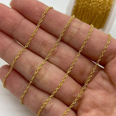 Gold Textured Link Chain Spool Permanent Bracelet - 5m
