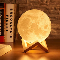 3D Moon Lamp Night Light with Wooden Stand