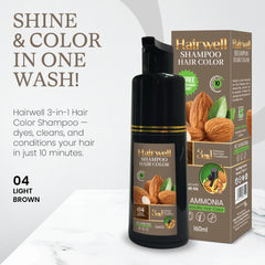 Hairwell Light Brown Shampoo Hair Color – 160ml