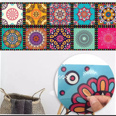 12-Pcs Traditional Mandala Tile Wall Stickers