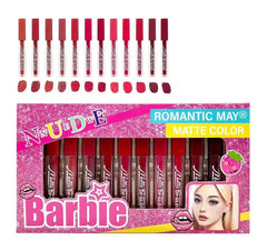 Ks-One NNuEdwE Barbie Inspired Matte Color Lip Gloss - Pack of 12