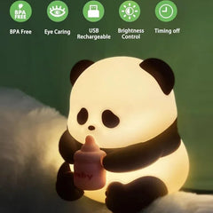 Cute Panda silicone Night Light chargeable lamp