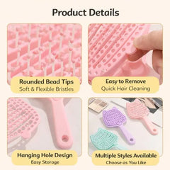 Cute Cat-Eared Hollow Out Detangling Hair Brush with Removable Base -Each