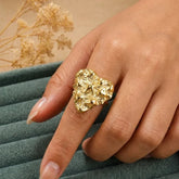 Gold Hammered Textured Heart Ring