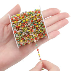 Mixed Color Crystal Bead Chain Permanent Bracelet