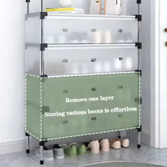 Layer Stackable Shoe Rack – Stainless Steel Shoe Organizer with Dustproof Cover