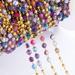 Colorful Stone beads Chain Permanent Bracelet