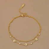Gold Layered Flower & Crystal Charm Bracelet