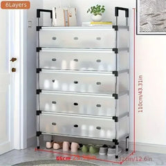 Layer Stackable Shoe Rack – Stainless Steel Shoe Organizer with Dustproof Cover