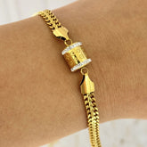 Gold Monogram Barrel Chain Bracelet