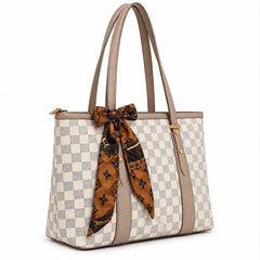 Designer Printed Tote Bag with Silk Scarf