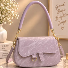 Marble Pattern Flap Crossbody Handbag